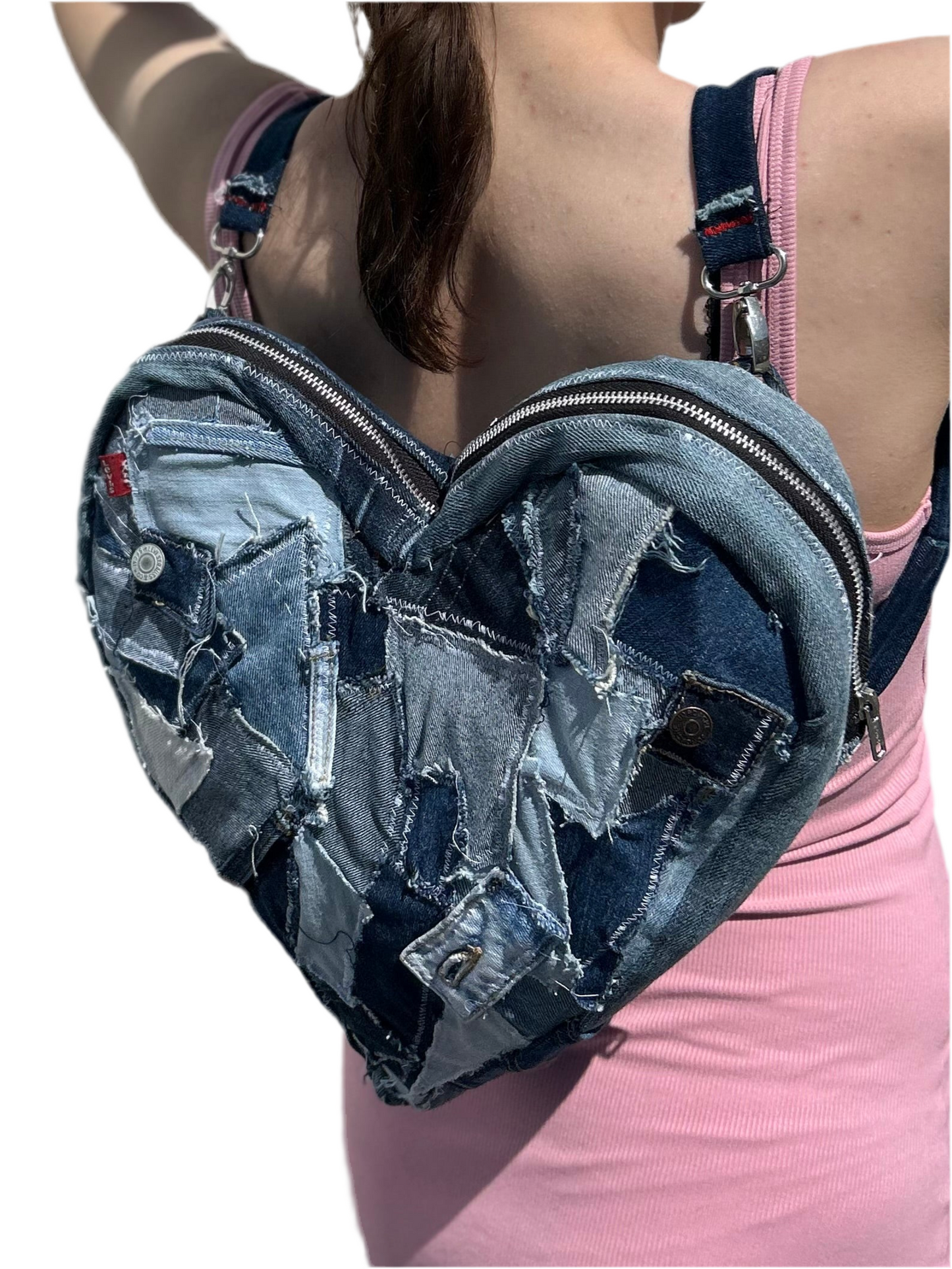 “iheartdenim” Patchwork Denim Backpack