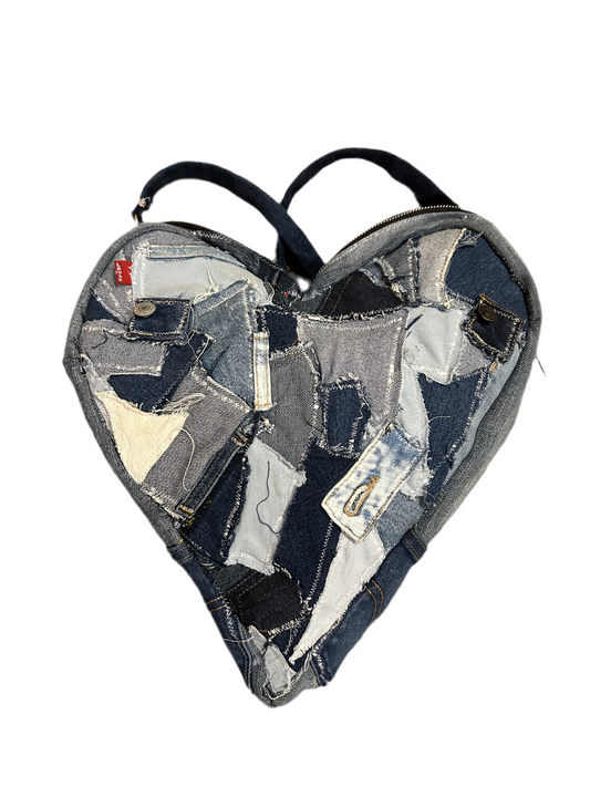 “iheartdenim” Patchwork Denim Backpack